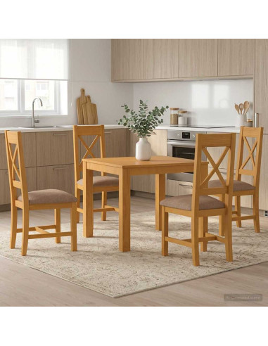 Set da pranzo 5 pz Grigio Legno di Quercia Massello