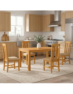 Set da pranzo 5 pz Beige Legno di Quercia Massello