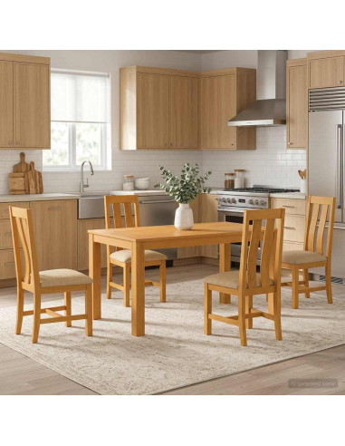 Set da pranzo 5 pz Beige Legno di Quercia Massello