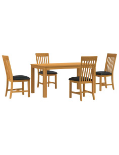 Set da pranzo 5 pz Nero Legno di Quercia Massello 2