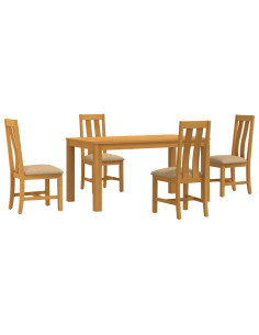 Set da pranzo 5 pz Beige Legno di Quercia Massello 2