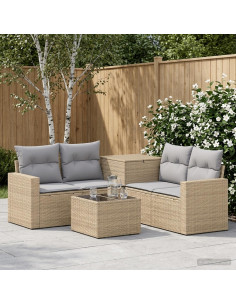 Set di divani 6 pz Beige e Grigio Chiaro