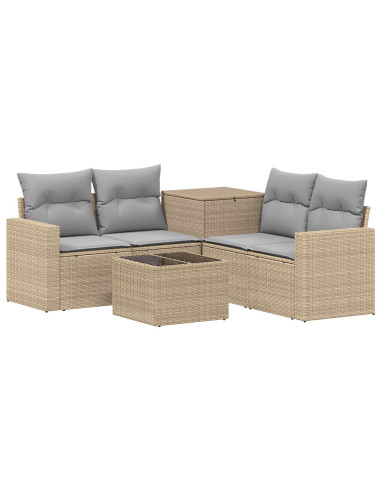 Set di divani 6 pz Beige e Grigio Chiaro