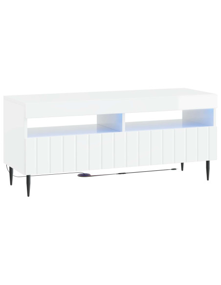 Mobile TV LED a 5 pezzi Bianco Lucido Legno ingegnerizzato