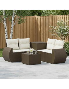 Set di divani 6 pz Marrone e Bianco Crema