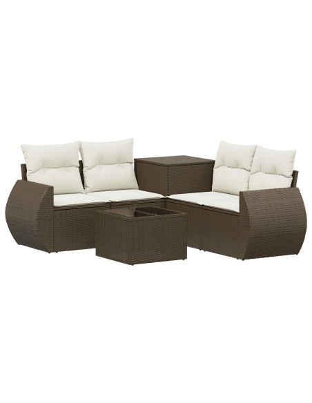Set di divani 6 pz Marrone e Bianco Crema