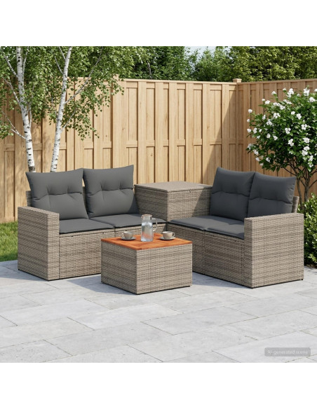 Set di divani 6 pz Grigio e Grigio Scuro