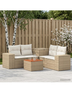 Set di divani 6 pz Beige e Bianco Crema