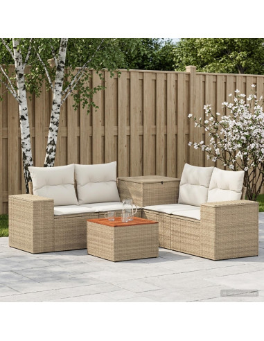 Set di divani 6 pz Beige e Bianco Crema