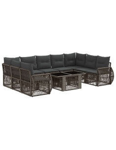 Set Divano da Giardino 10 pz Grigio e Grigio Scuro polyrattan 2