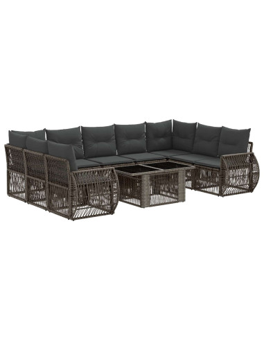 Set Divano da Giardino 10 pz Grigio e Grigio Scuro polyrattan