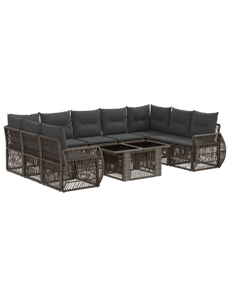 Set Divano da Giardino 10 pz Grigio e Grigio Scuro polyrattan