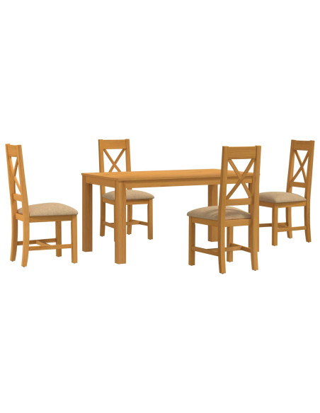 Set da pranzo 5 pz Beige Legno di Quercia Massello