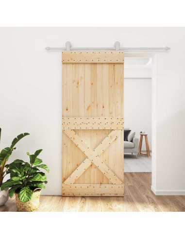 Porta scorrevole Naturale e Bianco 90 x 210 cm