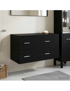 Set di mobili per il bagno 2 pz Rovere Nero
