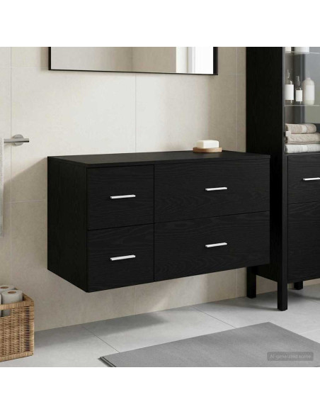 Set di mobili per il bagno 2 pz Rovere Nero