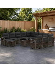 Set Divano da Giardino 13 pz Grigio e Grigio Scuro polyrattan