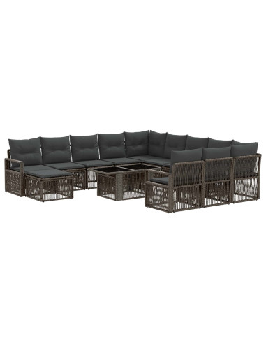 Set Divano da Giardino 13 pz Grigio e Grigio Scuro polyrattan