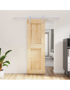 Porta scorrevole Naturale e Bianco 70 x 210 cm