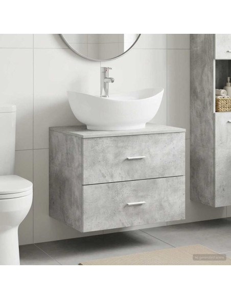 Set di mobili per il bagno Grigio Cemento Legno ingegnerizzato
