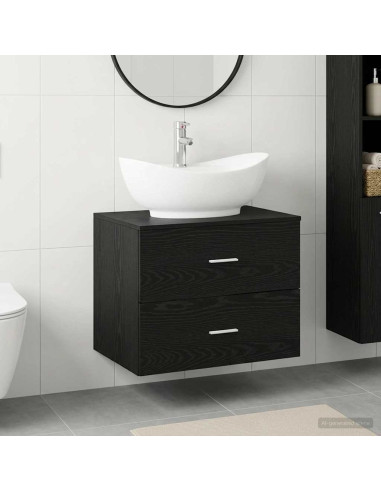 Set di mobili per il bagno Rovere Nero Legno ingegnerizzato