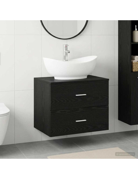 Set di mobili per il bagno Rovere Nero Legno ingegnerizzato