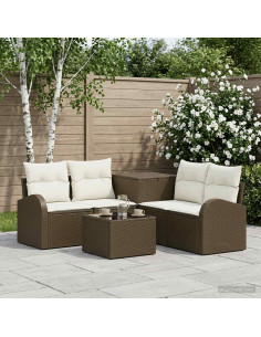 Set di divani 6 pz Marrone e Bianco Crema
