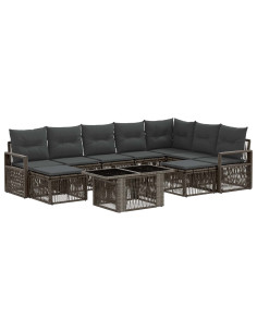 Set Divano da Giardino 10 pz Grigio e Grigio Scuro polyrattan 2