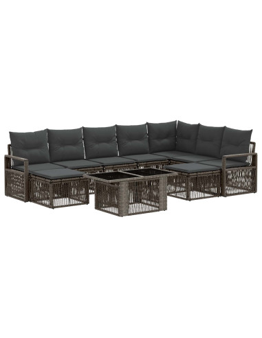 Set Divano da Giardino 10 pz Grigio e Grigio Scuro polyrattan