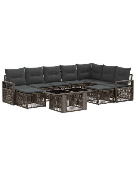 Set Divano da Giardino 10 pz Grigio e Grigio Scuro polyrattan