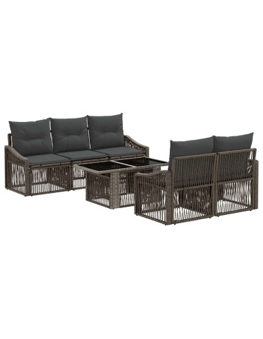 Set Divano da Giardino 6 pz Grigio e Grigio Scuro polyrattan