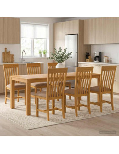 Set da pranzo 7 pz Grigio Legno di Quercia Massello