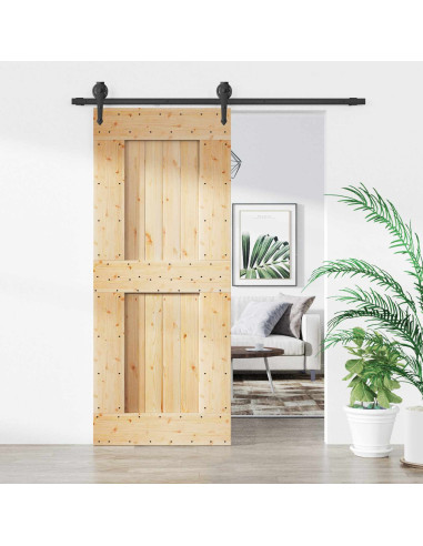 Porta scorrevole Naturale e Nero 85 x 210 cm
