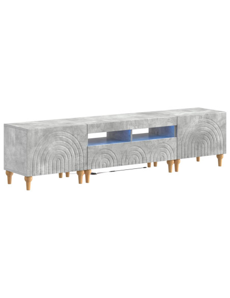 Mobile TV LED a 3 pezzi Grigio Cemento Legno ingegnerizzato