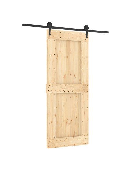 Porta scorrevole Naturale e Nero 85 x 210 cm