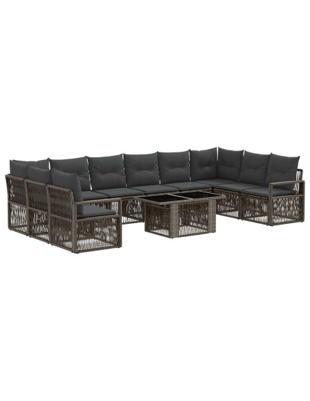 Set Divano da Giardino 11 pz Grigio e Grigio Scuro polyrattan