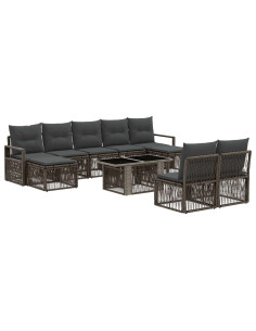 Set Divano da Giardino 10 pz Grigio e Grigio Scuro polyrattan 2