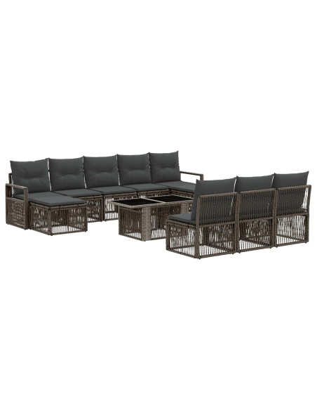 Set Divano da Giardino 11 pz Grigio e Grigio Scuro polyrattan
