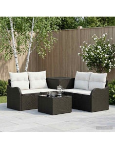 Set di divani 6 pz Nero e Bianco Crema