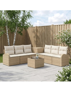 Set di divani 8 pz Beige e Bianco Crema