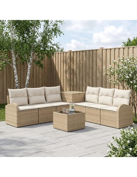 Set di divani 8 pz Beige e Bianco Crema