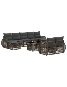 Set Divano da Giardino 10 pz Grigio e Grigio Scuro polyrattan 2