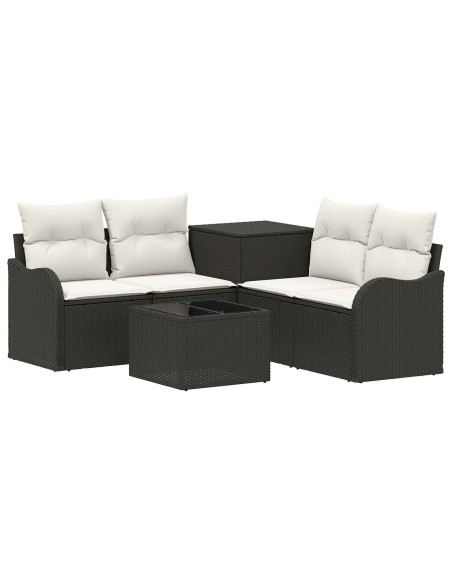 Set di divani 6 pz Nero e Bianco Crema