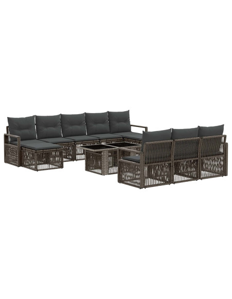 Set Divano da Giardino 11 pz Grigio e Grigio Scuro polyrattan