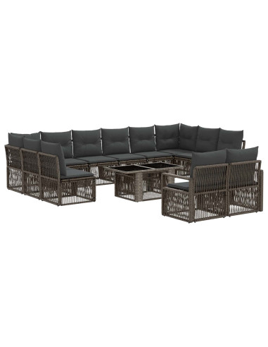Set Divano da Giardino 13 pz Grigio e Grigio Scuro polyrattan