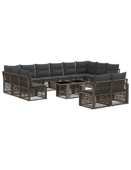 Set Divano da Giardino 13 pz Grigio e Grigio Scuro polyrattan