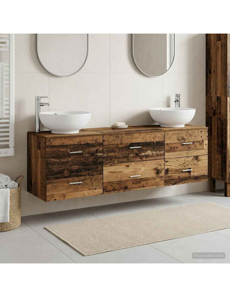 Set di mobili per il bagno 3 pz Legno antico