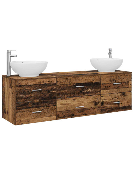 Set di mobili per il bagno 3 pz Legno antico