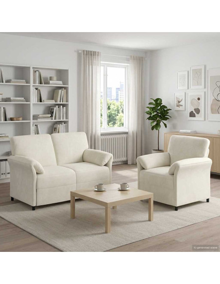 Set di divani 2 pz Crema Velluto