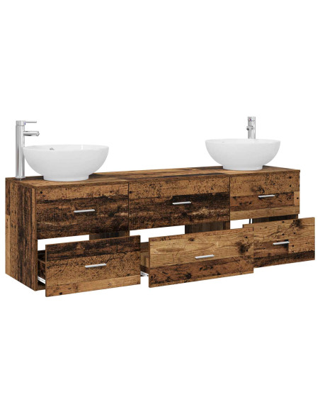 Set di mobili per il bagno 3 pz Legno antico